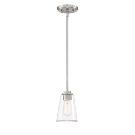 Designers Fountain Westin 60 Watt 1 Light Satin Platinum Pendant with Clear Glass Shade 95730-SP